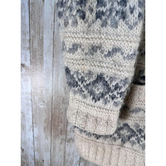 Jones‎ New York Womens Cardigan Sz L Petite Ivory Gray Hand Knit Wool Blended - Picture 5 of 11